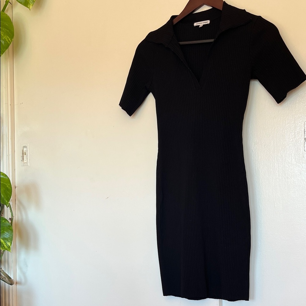 Cotton Citizen Midnight Black Ribbed Mini Dress